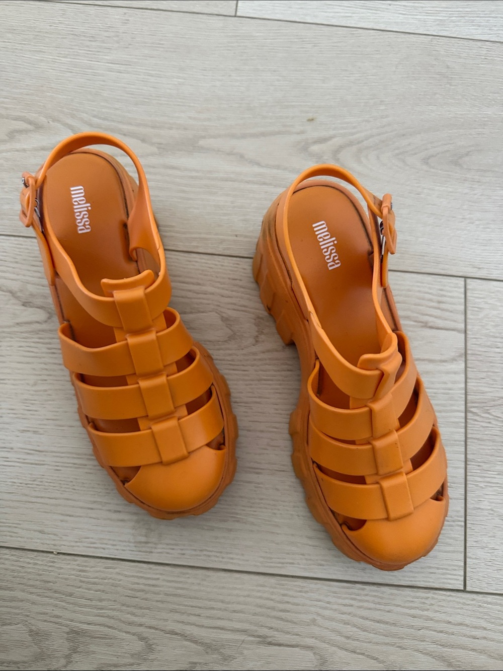 Melissa Bright Orange Chunky Fisherman Sandals